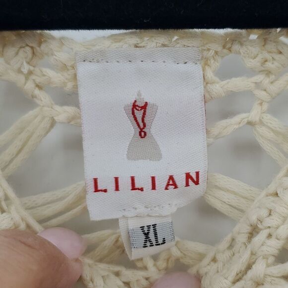 Lilian XL Women's Crochet Short Sleeve Open Knit Sweater Cream - Picture 7 of 17